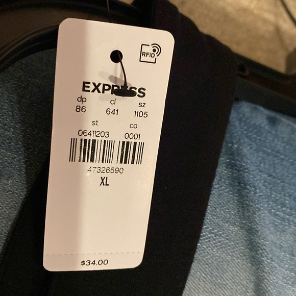 Express Ladies Body Contour Stretch Cotton Tipped Square Neck Cropped Tank  XL - Picture 4 of 4